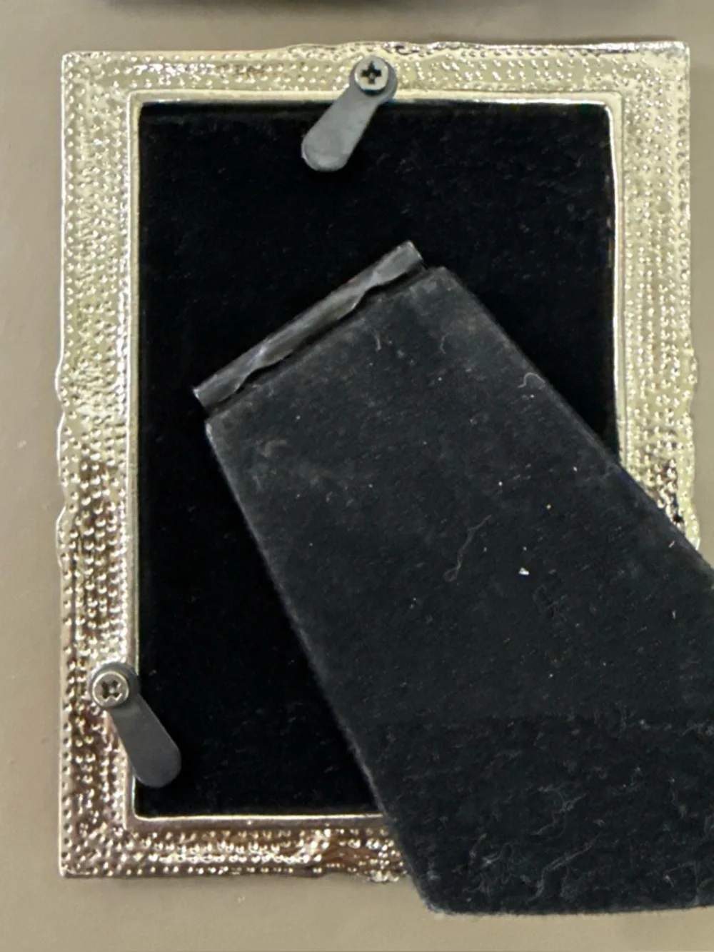 Two Silver Tone Vintage Victorian Style 2” x 3” Photo Frames w/ Rhinestones NOS